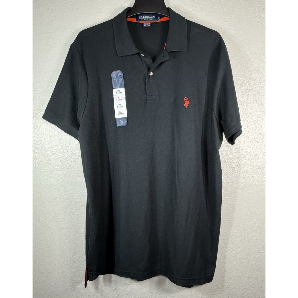 U.S. Polo Assn. Black Regular Fit Pique Polo Shirt Size XL Casual Golf Work